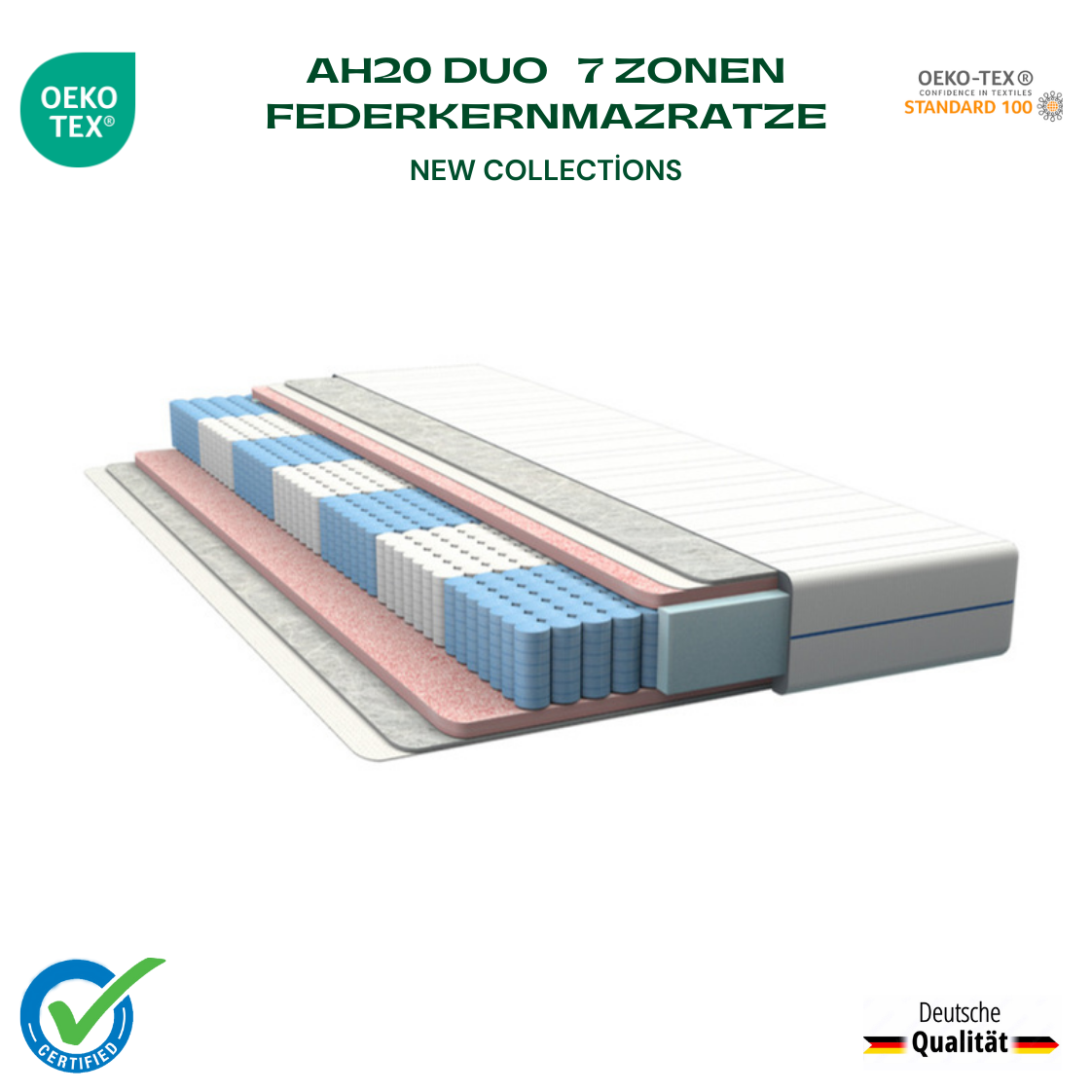 AH20 Duo 7-Zonen Premium Taschenfederkernmatratze