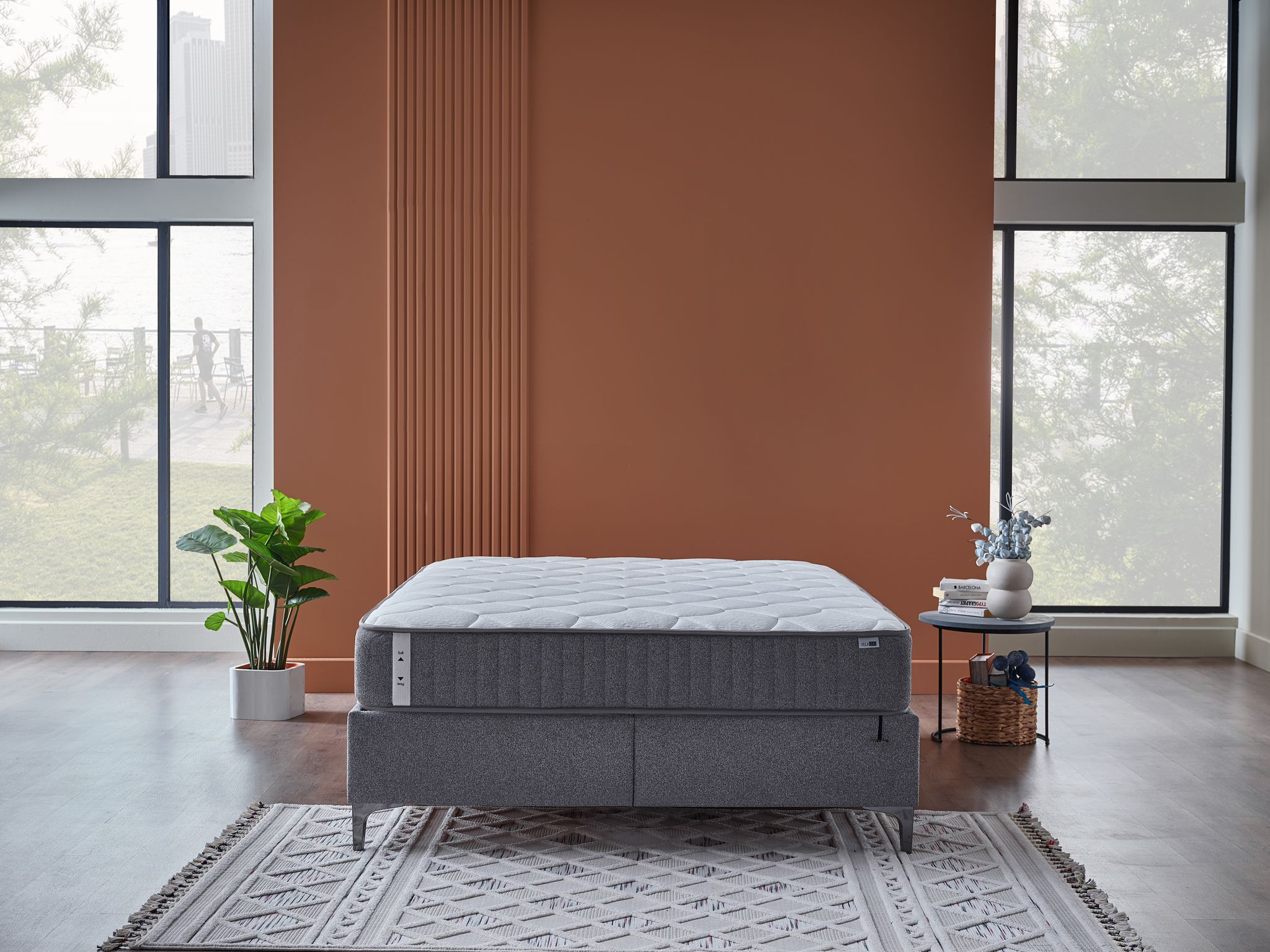 ARGAFORM Upholstered Bed with Storage & Pocket Spring Mattress –