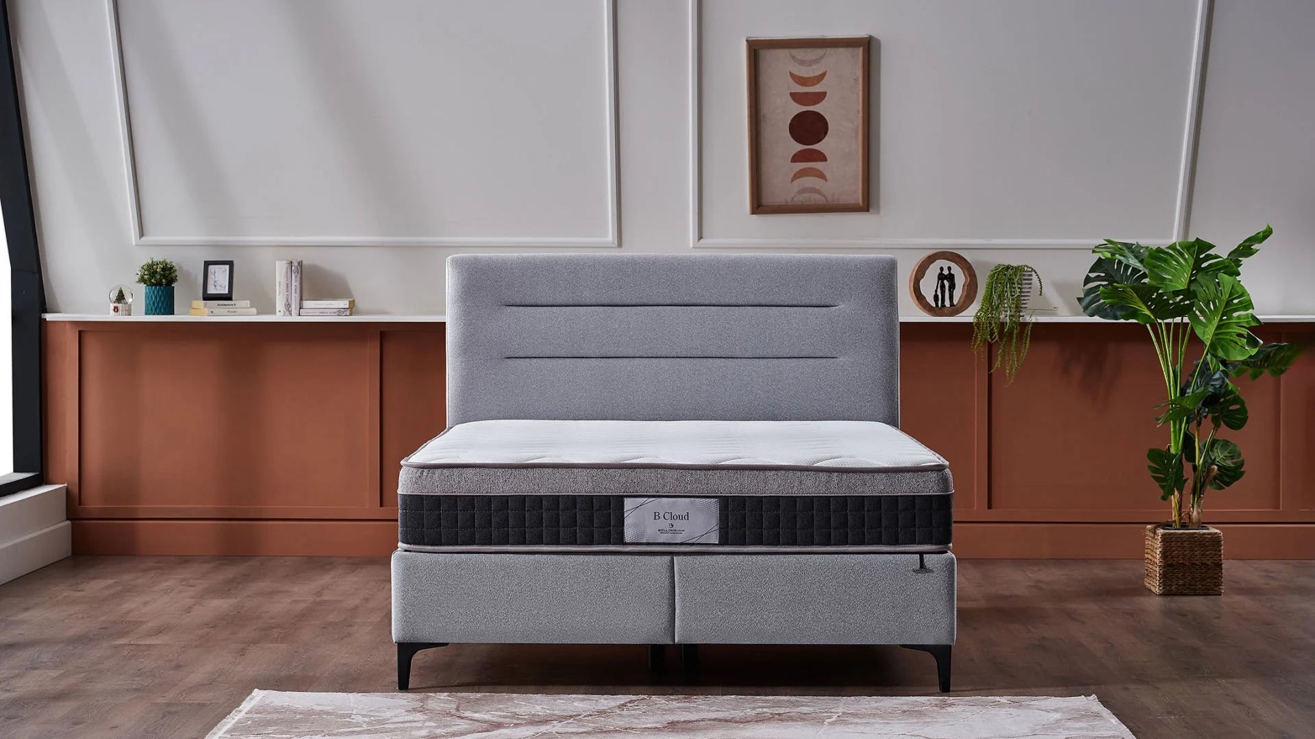 A CLOUD Boxspringbett mit Stauraum & 28 cm Pocket-Federkernmatratze. Stauraumbett Stabiler Metallrahmen