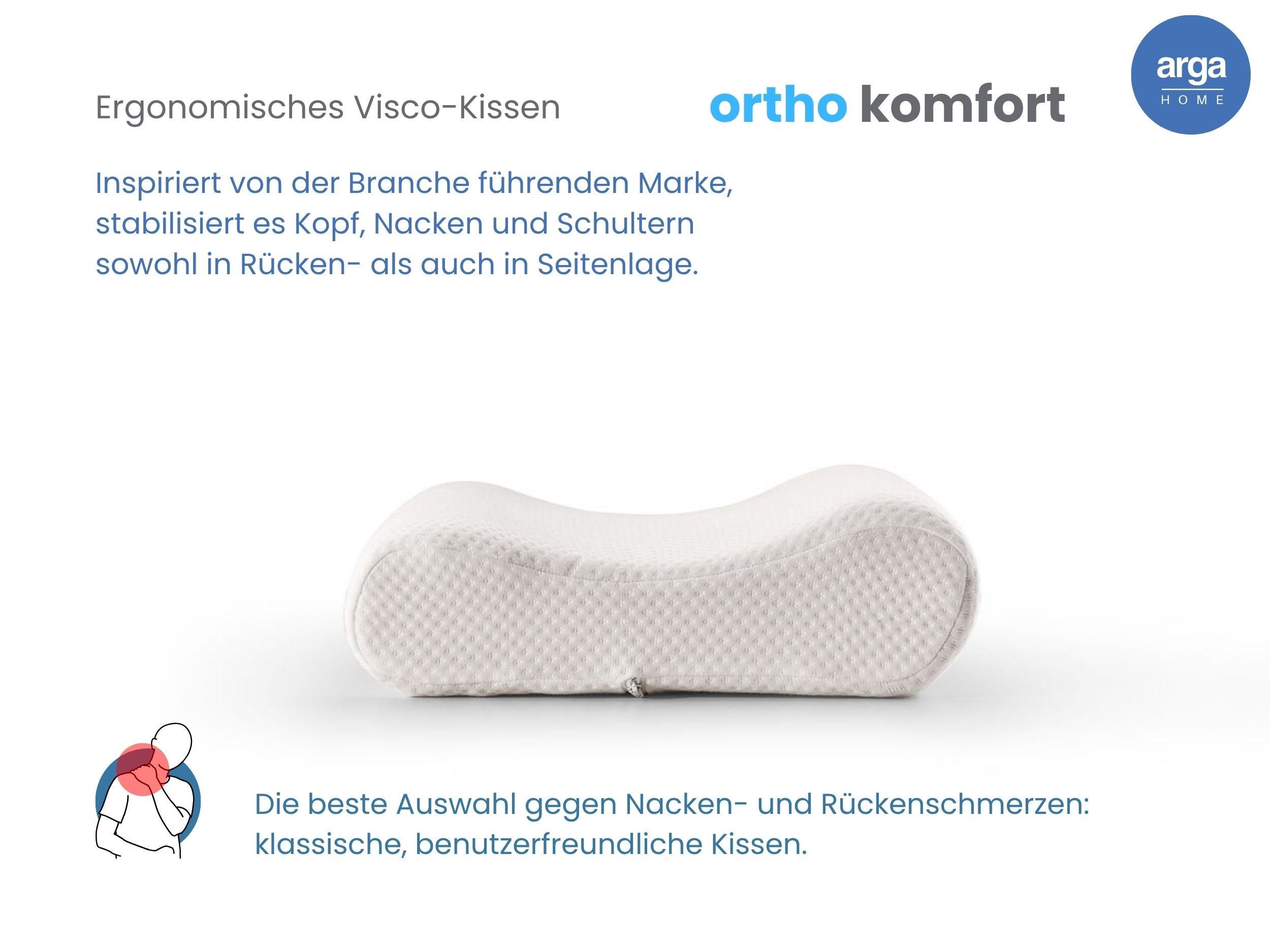 AH Ortho Comfort Nackenkissen – Memory-Schaum Kissen mit ergonomischer Wellenform