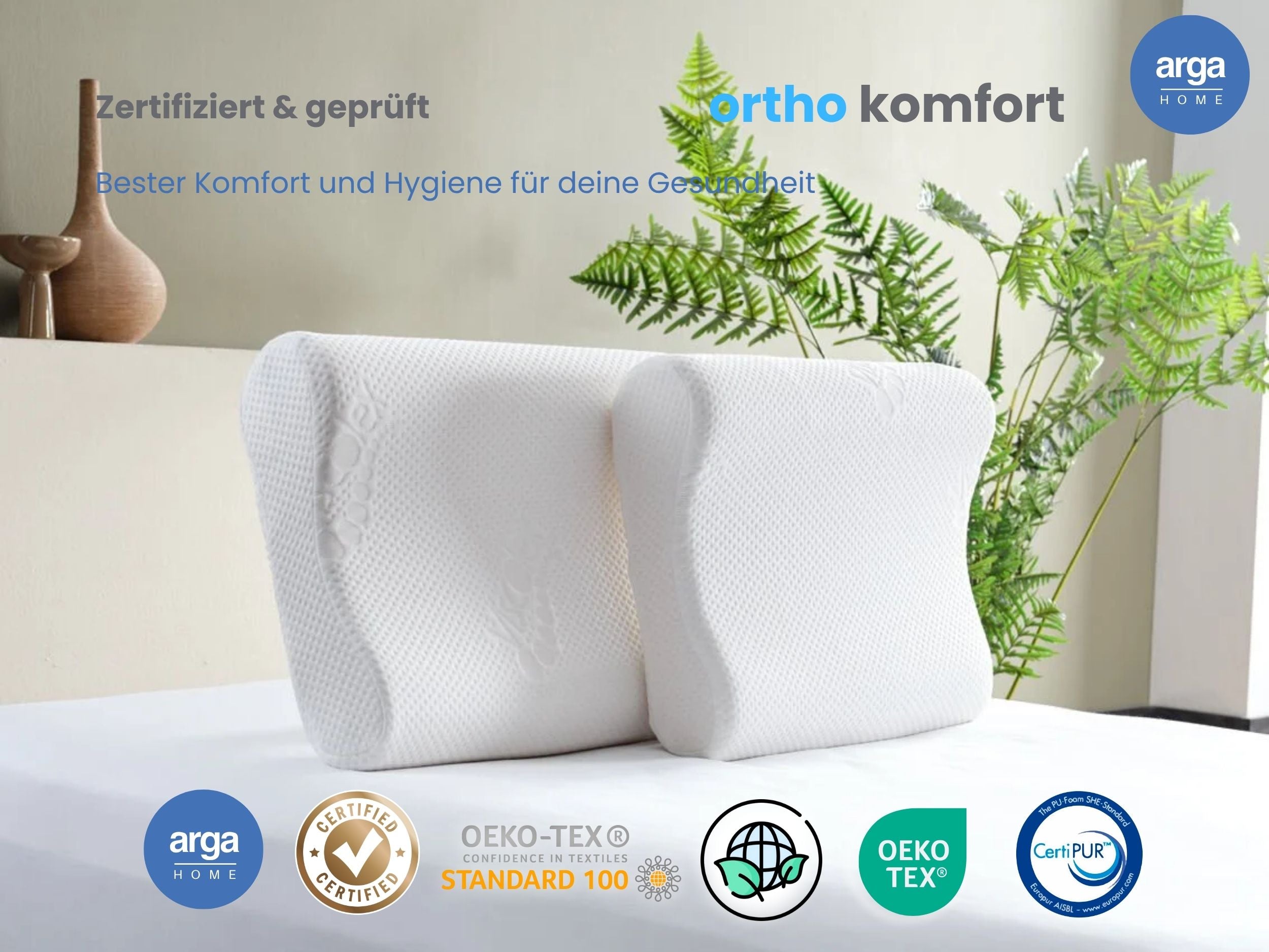 AH Ortho Comfort Nackenkissen – Memory-Schaum Kissen mit ergonomischer Wellenform