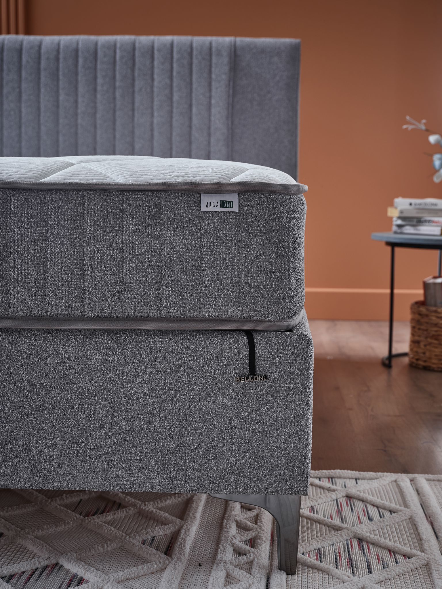 ARGAFORM Upholstered Bed with Storage & Pocket Spring Mattress –