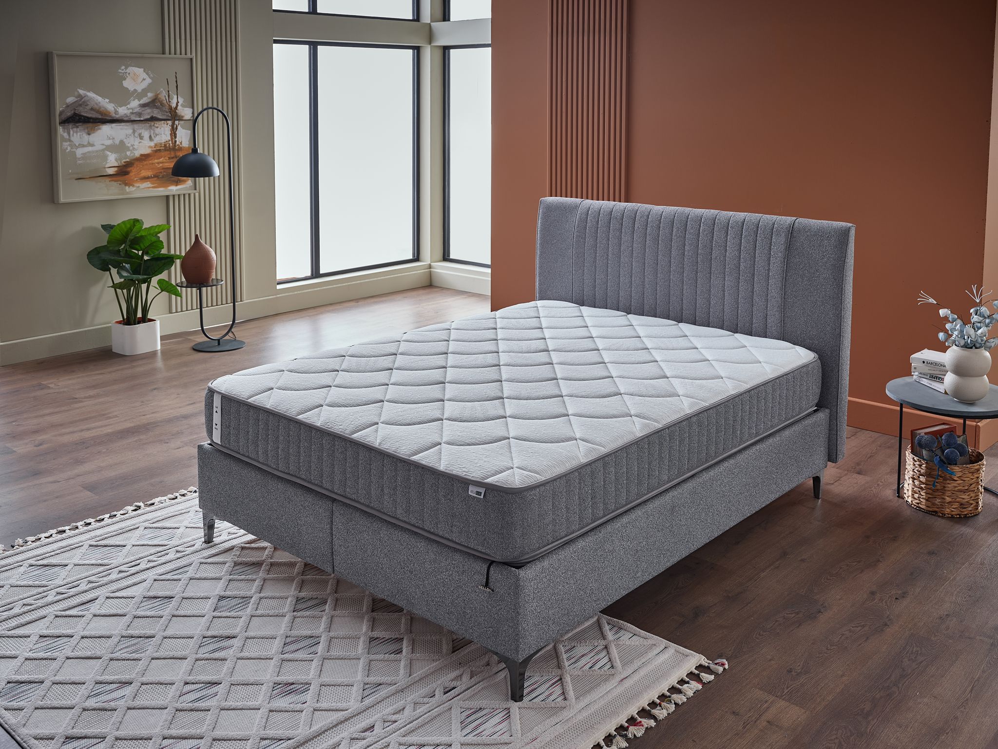 ARGAFORM Upholstered Bed with Storage & Pocket Spring Mattress –