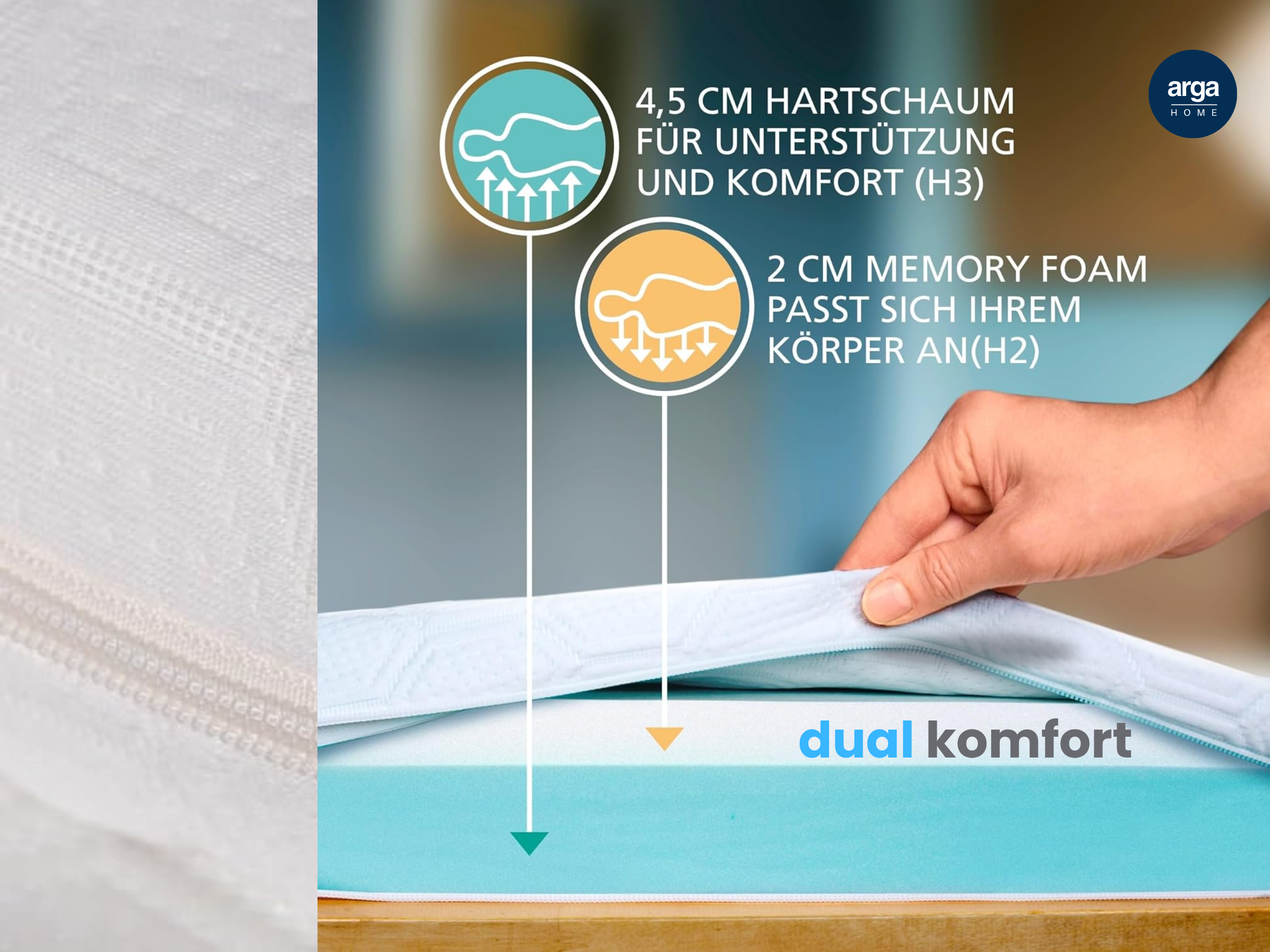 AH7 Dual Matratzen-Topper – 7 cm Gelschaum & Kaltschaum