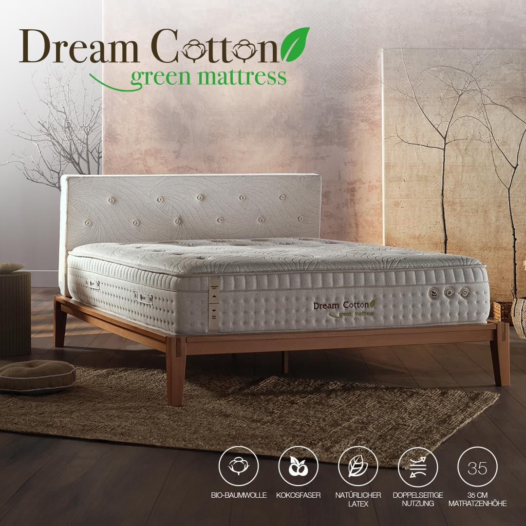 Ah35 Flexy bazalı yatak, Cotton Dream Green yataklı 160X200