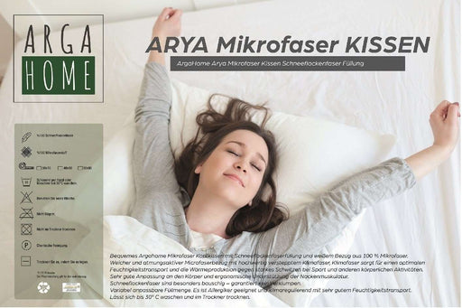 ARYA Allergiker Microfaserkissen Kopfkissen mit Microfaserfüllung | waschbar 30 Grad - ARGAHOME