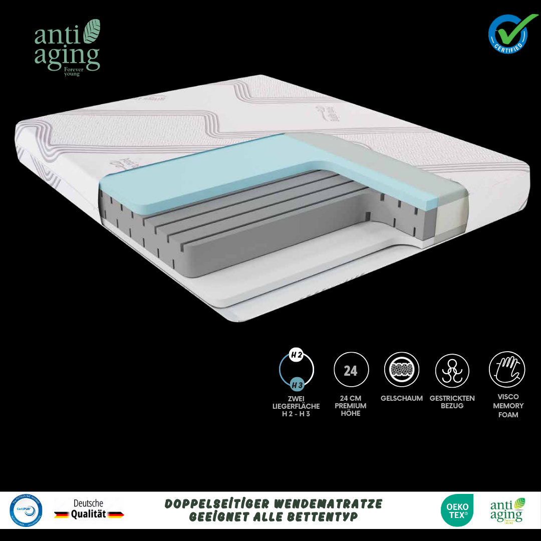 AH24 Anti-Aging Visage Viscom mattress Duopur comfort memory foam &amp; gel foam