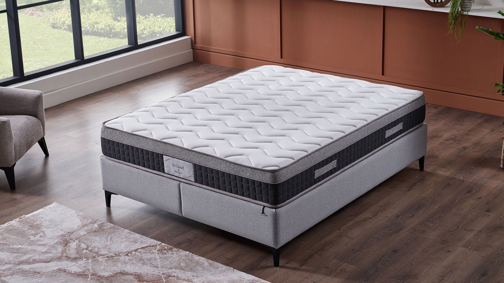 A CLOUD Boxspringbett mit Stauraum & 28 cm Pocket-Federkernmatratze. Stauraumbett Stabiler Metallrahmen