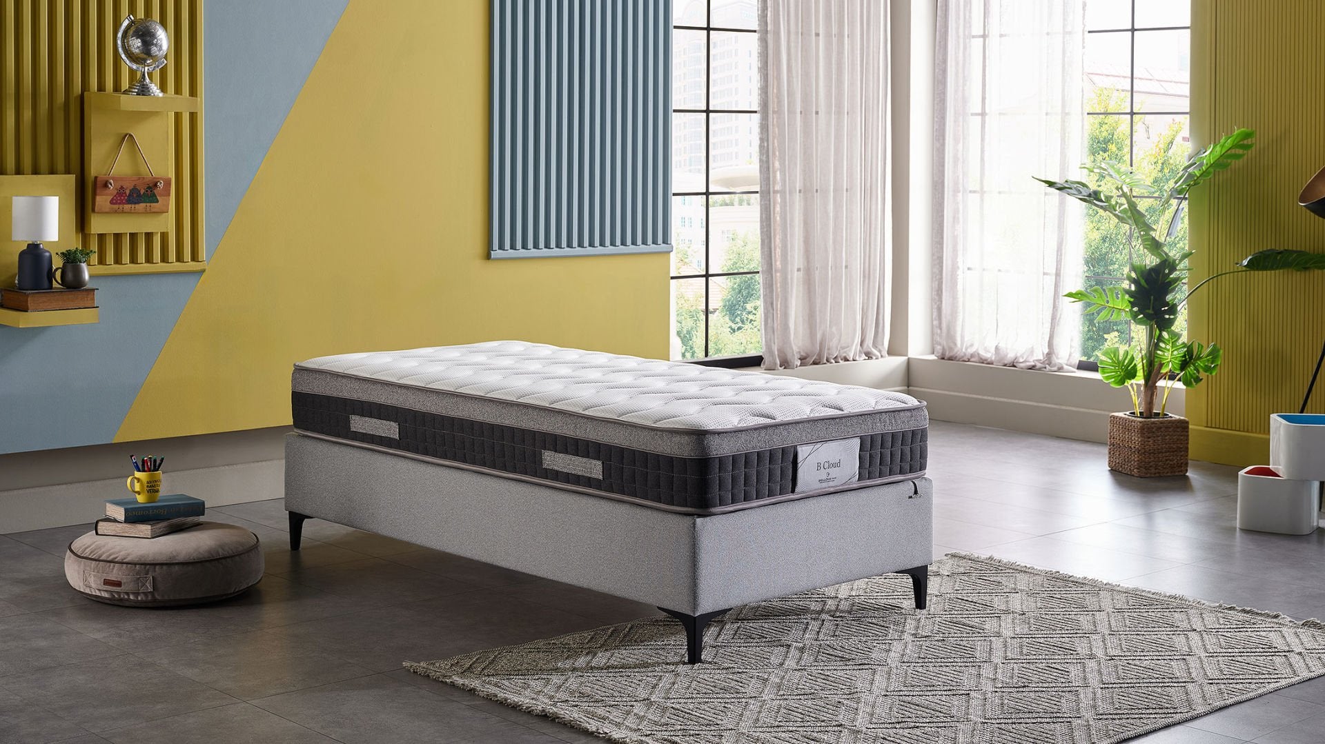 A CLOUD Boxspringbett mit Stauraum & 28 cm Pocket-Federkernmatratze. Stauraumbett Stabiler Metallrahmen