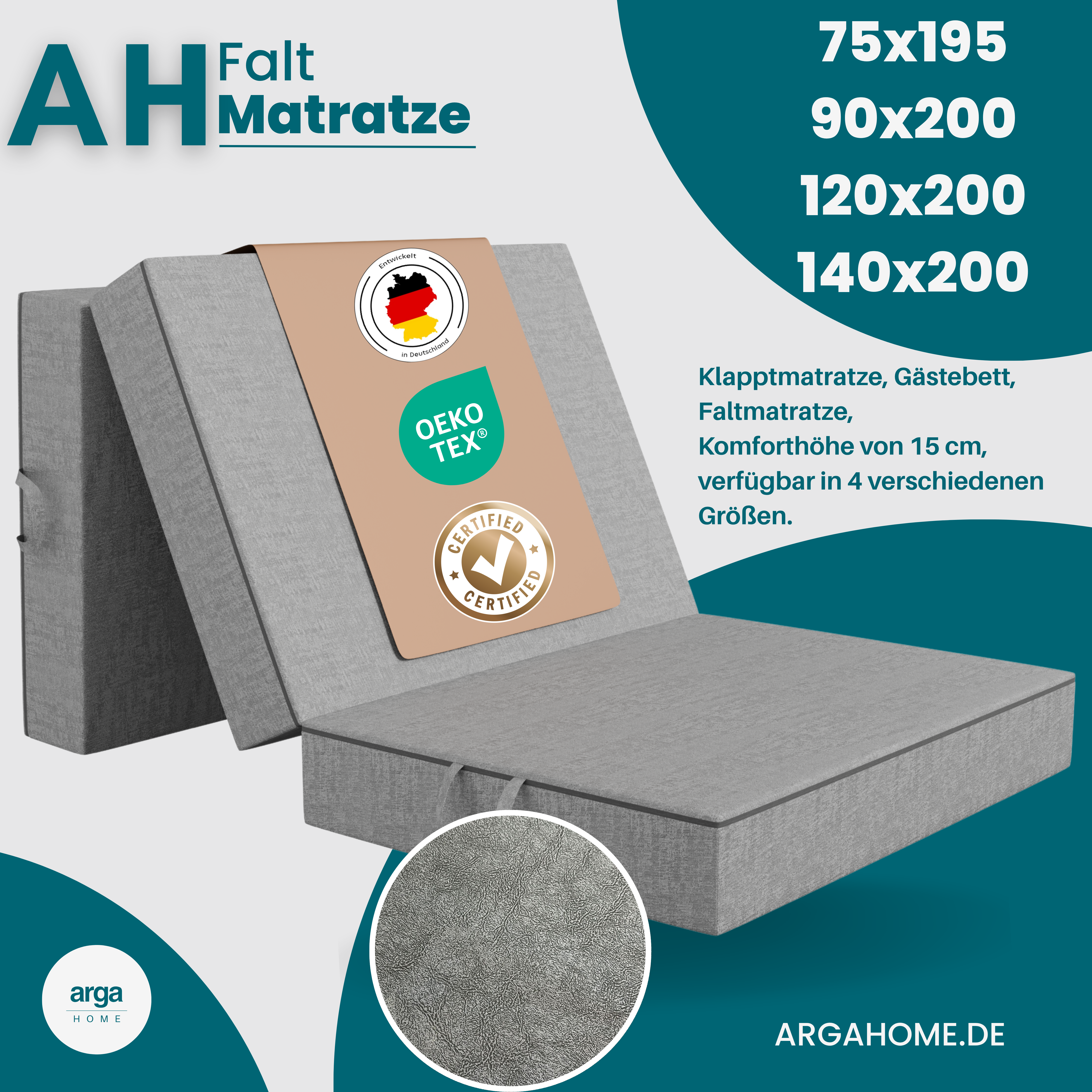 AH-FALT Klappmatratze – 15 cm Dick, Faltbare Kaltschaummatratze, Gästematratze
