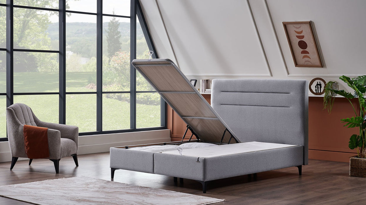 A CLOUD Polsterbett mit Stauraum & 28 cm Pocket-Federkernmatratze – Hochwertiges Boxspringbett