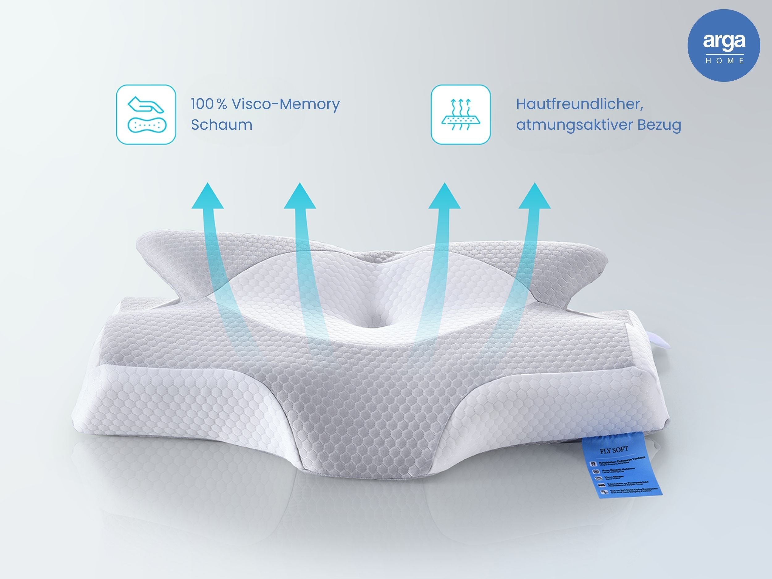 AH Visco 4D FLY Soft Nackenkissen – Viscoschaum Kissen mit 4D Struktur