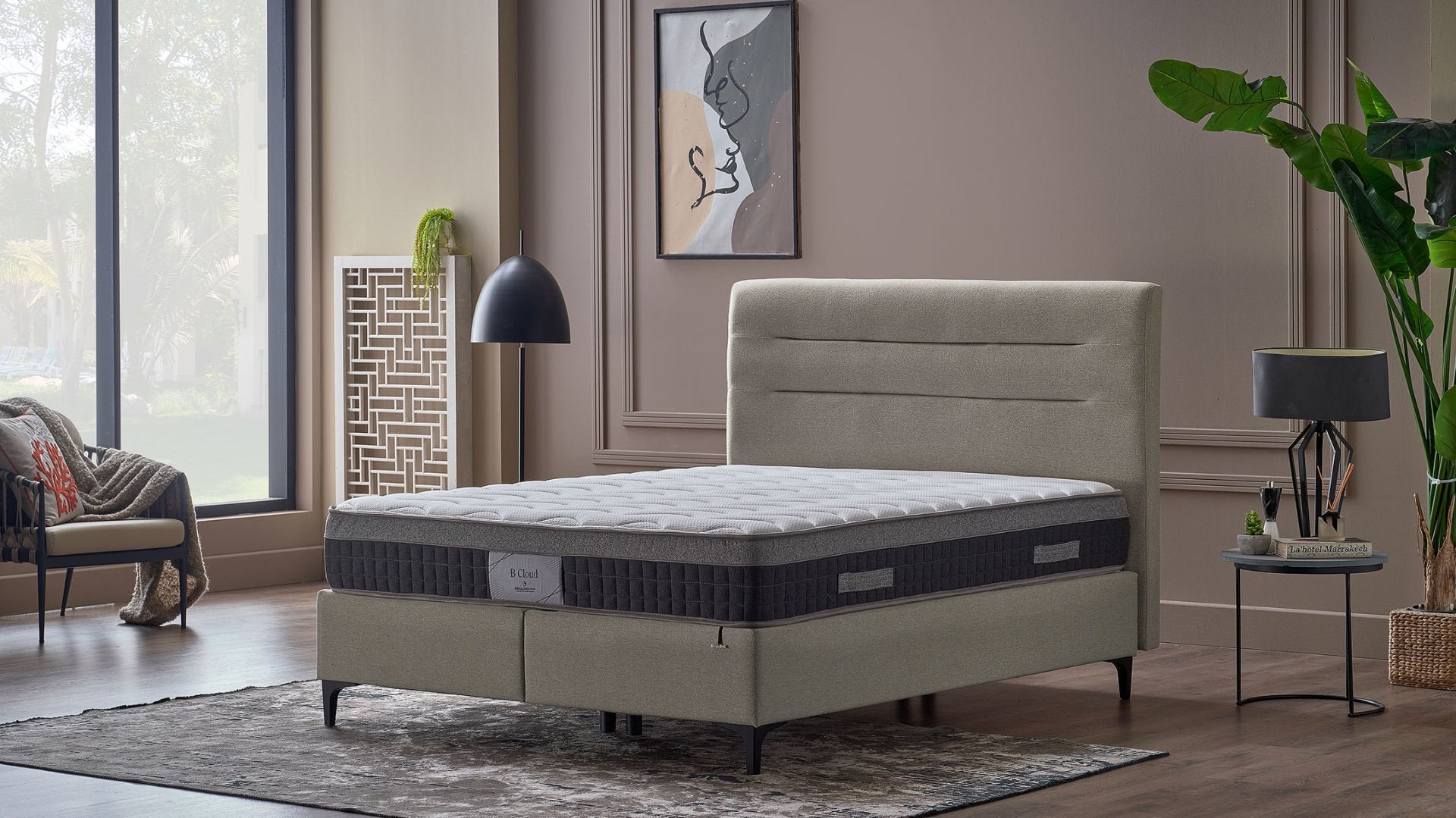A CLOUD Boxspringbett mit Stauraum & 28 cm Pocket-Federkernmatratze. Stauraumbett Stabiler Metallrahmen