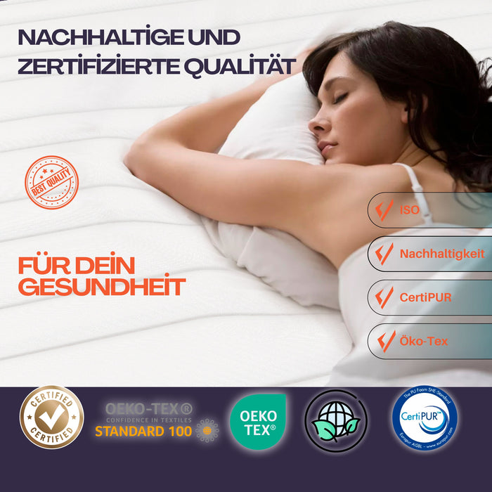 AH20 Ergonomische 7-Zonen Federkernmatratze Höhe 20 cm, Taschenfederkernmatratze, Wendematratze