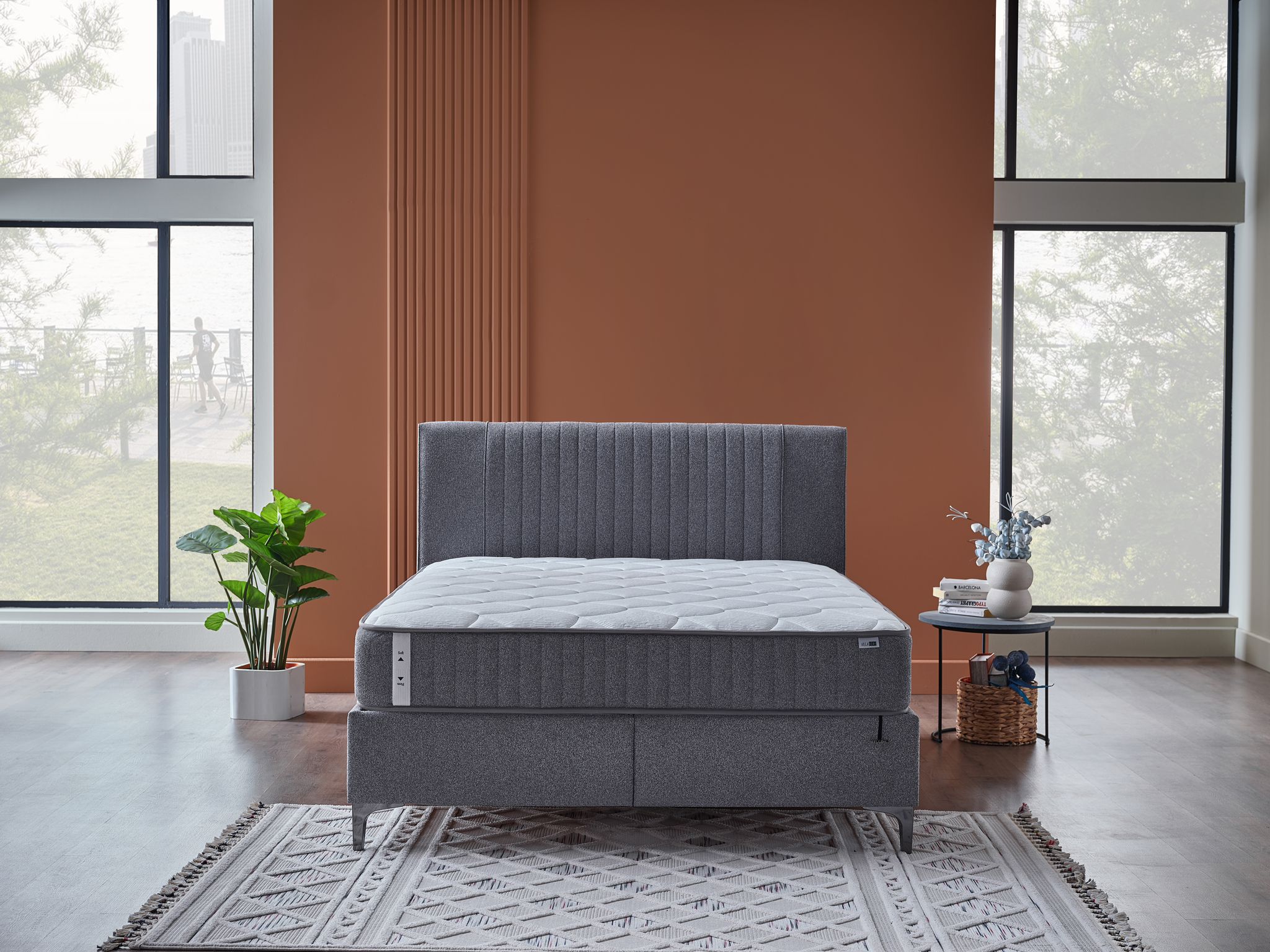 ARGAFORM Upholstered Bed with Storage & Pocket Spring Mattress –