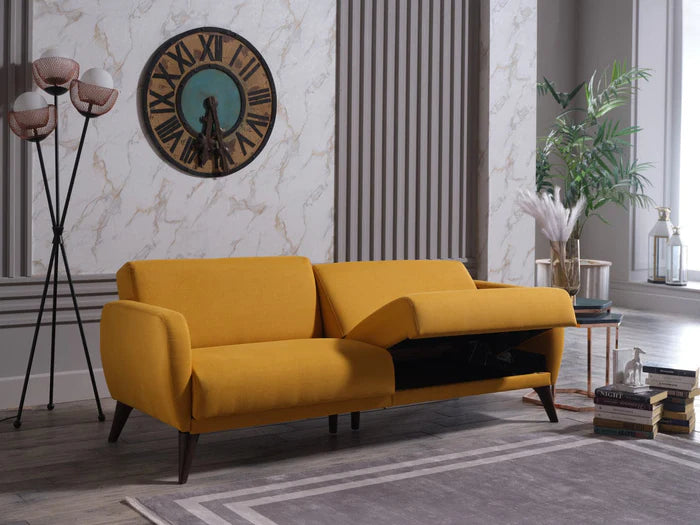 Flexy Schlafsofa 3-Sitzer mit Schlaffunktion, Bettkasten & wasserabweisendem Stoff – Modern, platzsparend, Couch für Gästezimmer Kinderzimmer & kleine Räume