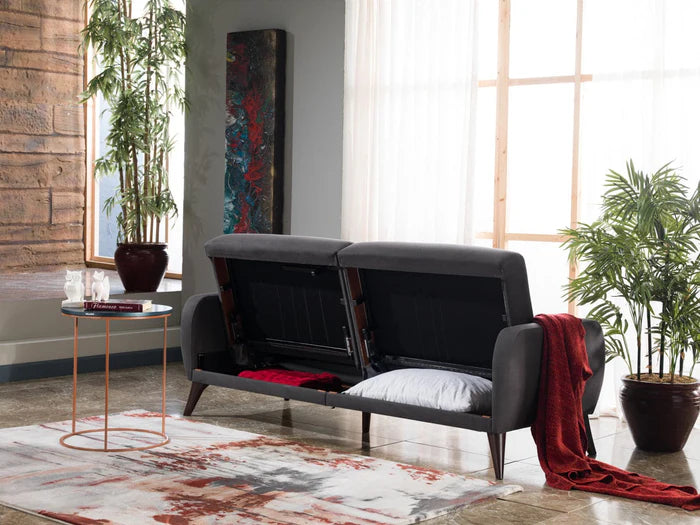 Flexy Schlafsofa 3-Sitzer mit Schlaffunktion, Bettkasten & wasserabweisendem Stoff – Modern, platzsparend, Couch für Gästezimmer Kinderzimmer & kleine Räume