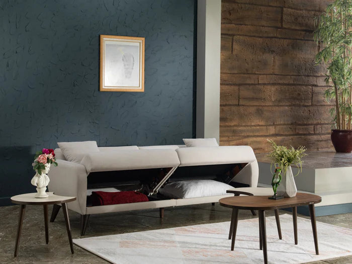 Flexy Schlafsofa 3-Sitzer mit Schlaffunktion, Bettkasten & wasserabweisendem Stoff – Modern, platzsparend, Couch für Gästezimmer Kinderzimmer & kleine Räume