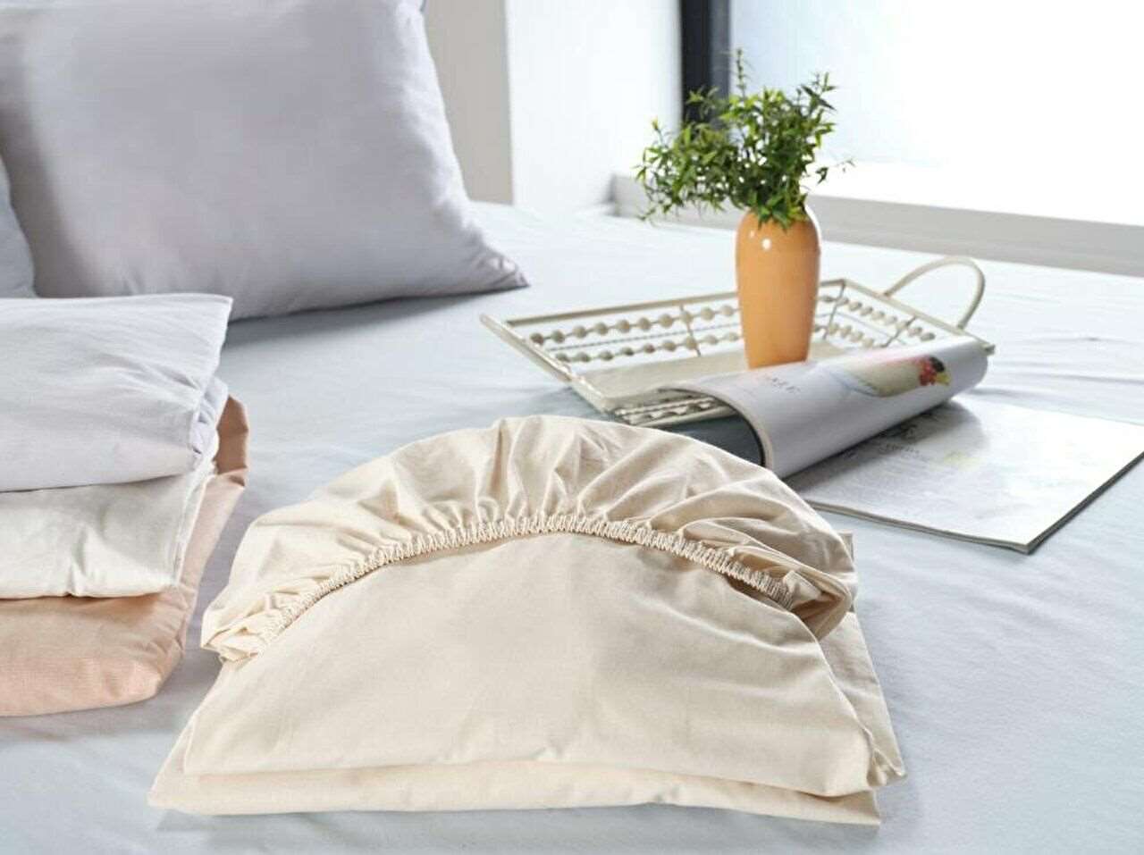 New Cotton Spannbettlaken 100% Baumwolle Spannbetttuch, bis 40 cm Matratzenhöhe  - - ARGAHOME