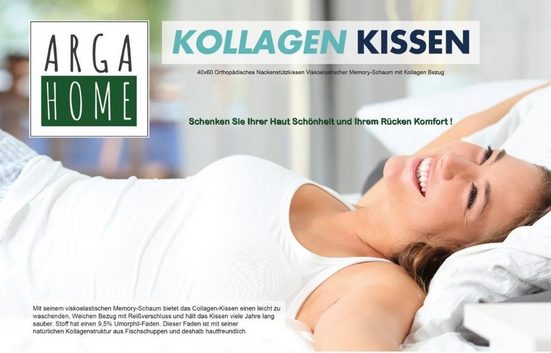 Nackenstützkissen mit Kollagen, Kopfkissen 40x60 cm Ergonomisches Visco-Memory-Schaum - ARGAHOME